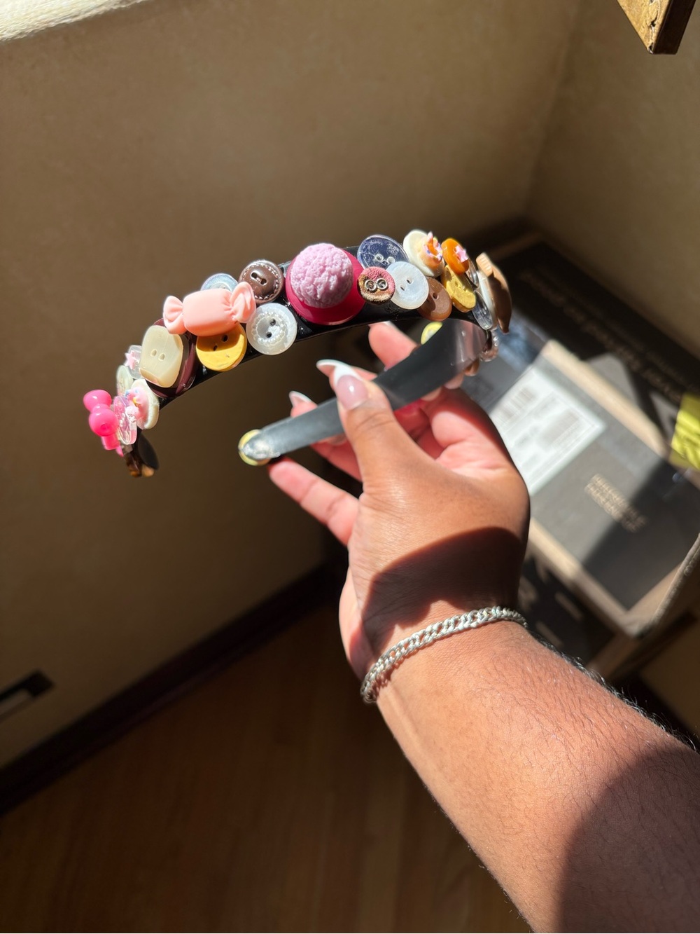 Handcrafted Multicolor Button Accent Headband